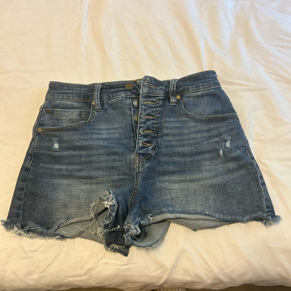 Liverpool Distressed Blue Denim Jean Shorts